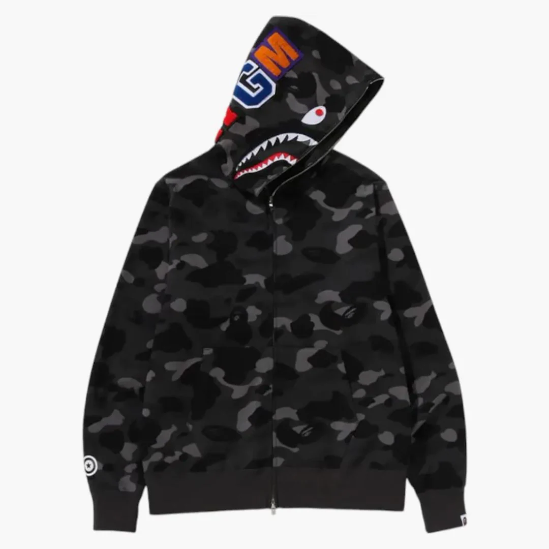 Bape Color Camo Shark Full Zip Hoodie (fw24) Black - Image 2