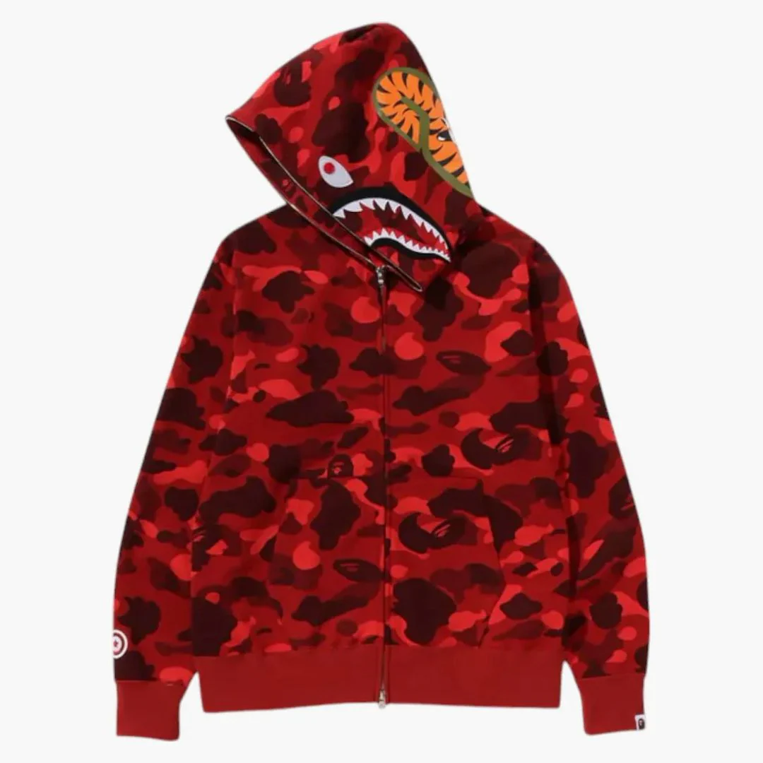 Bape Color Camo Shark Full Zip Hoodie (fw24) Red - Image 2