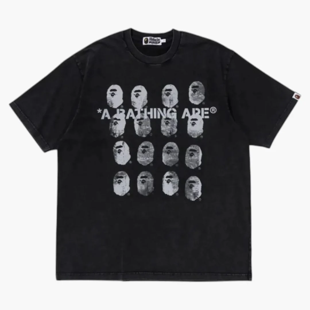 Bape Garment Dye Logo Relaxed Fit Tee Black