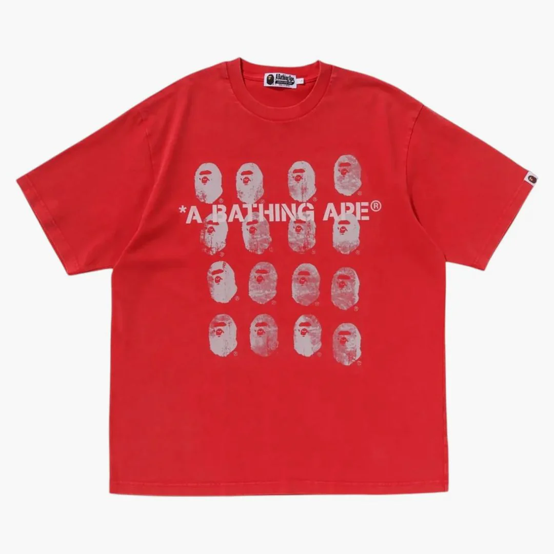 Bape Garment Dye Logo Relaxed Fit Tee Red