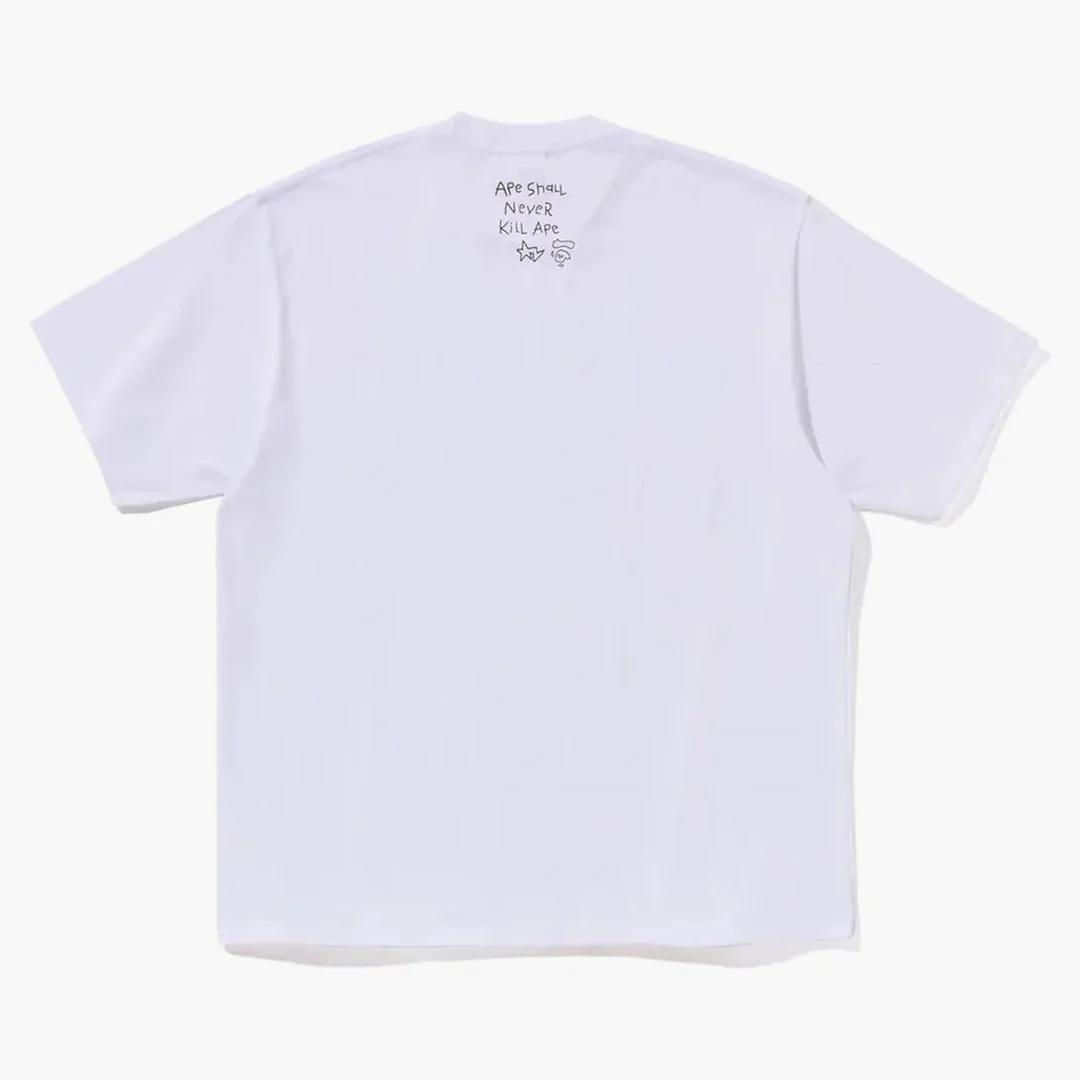 Bape Hand Drawn Logo Relaxed Fit Tee White - Image 2