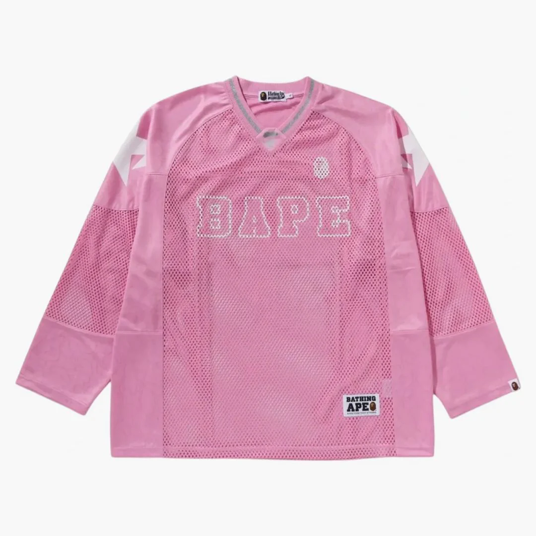 Bape Line Camo Multilogo Relaxed Fit Football Jersey Pink
