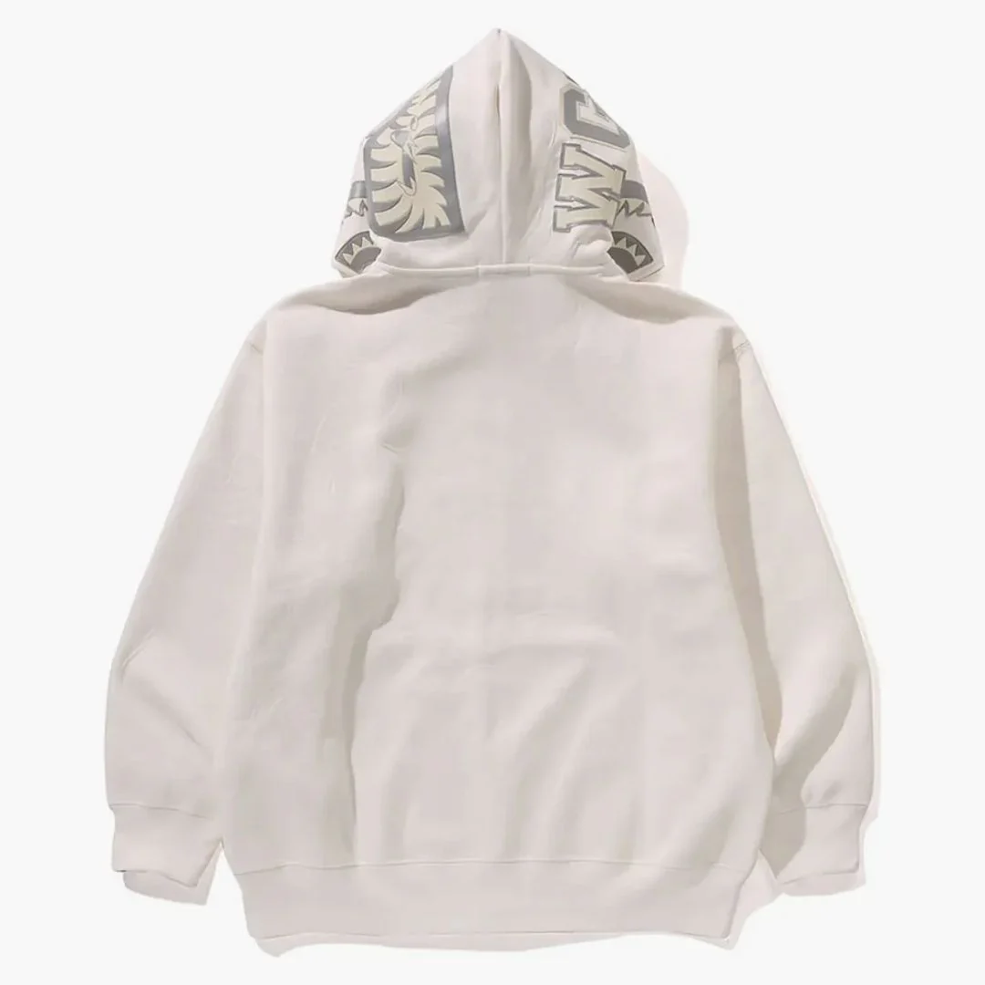 Bape Line Camo Quilted Shark Relaxed Fit Full Zip Hoodie Ivory - Image 3