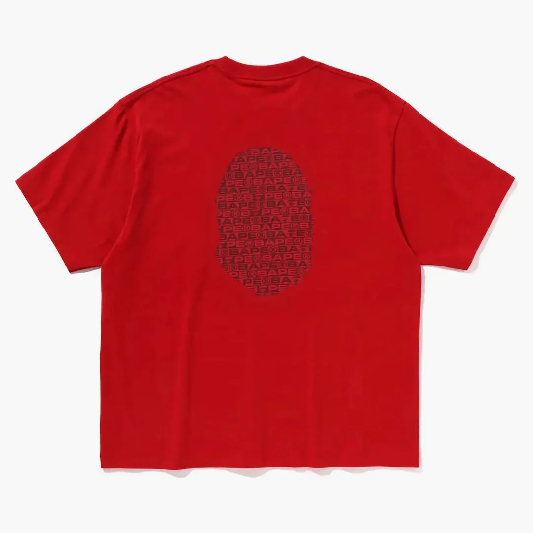Bape Lux Sport Pattern Ape Head Relaxed Fit Tee Red