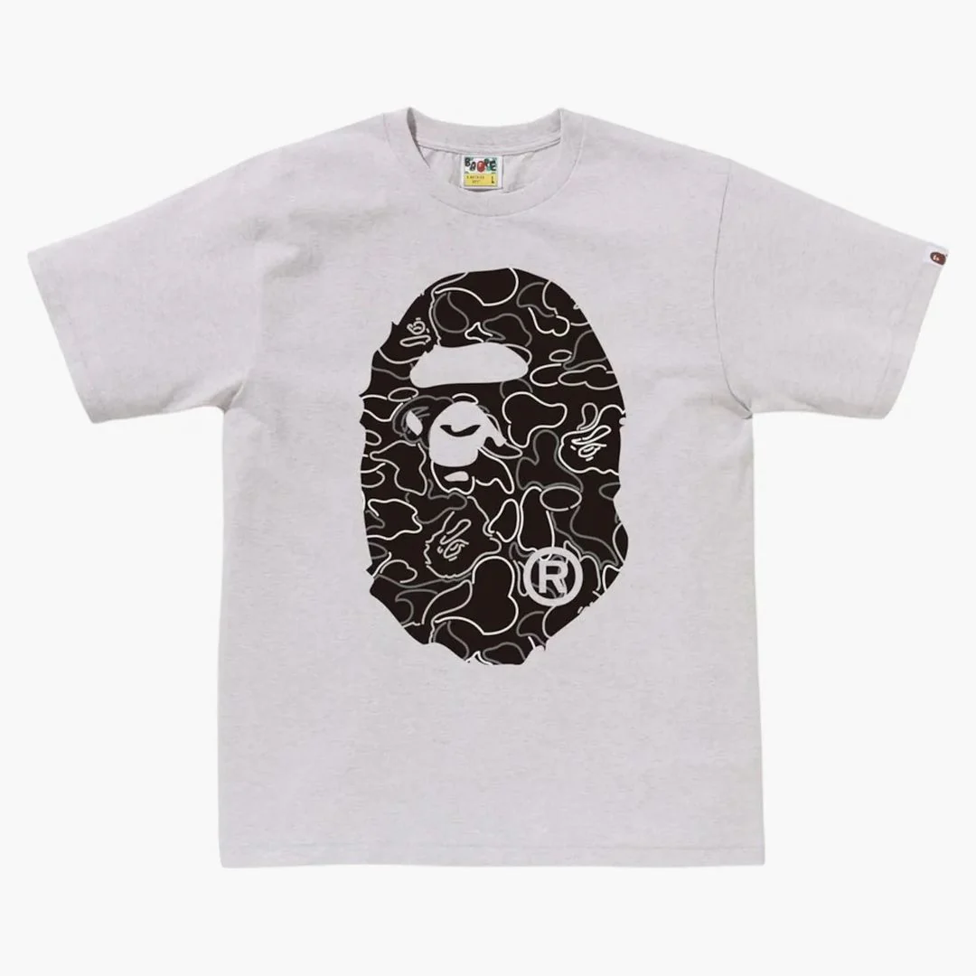 Bape Neon Camo Big Ape Head Tee Gray