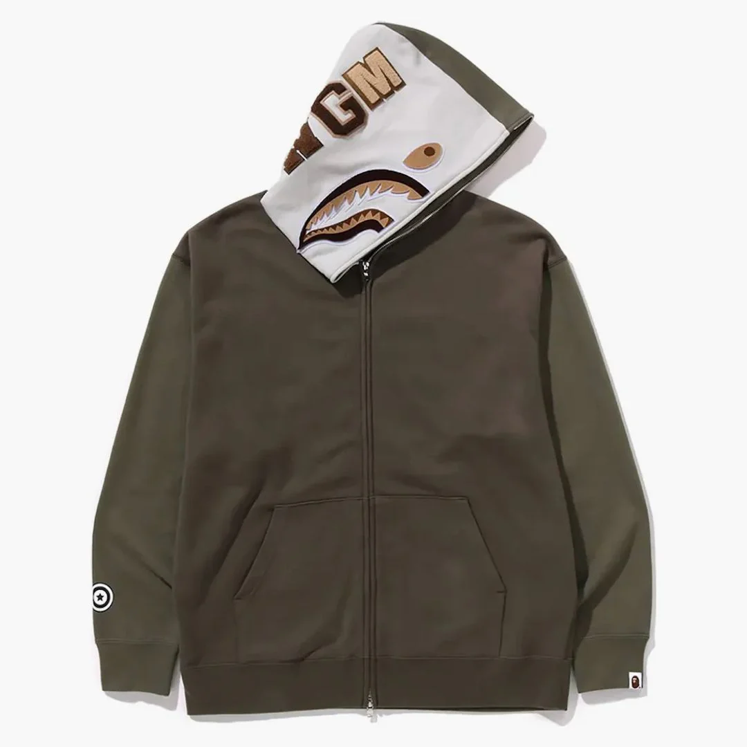 Bape Shark Full Zip Ii Hoodie Olivedrab - Image 2