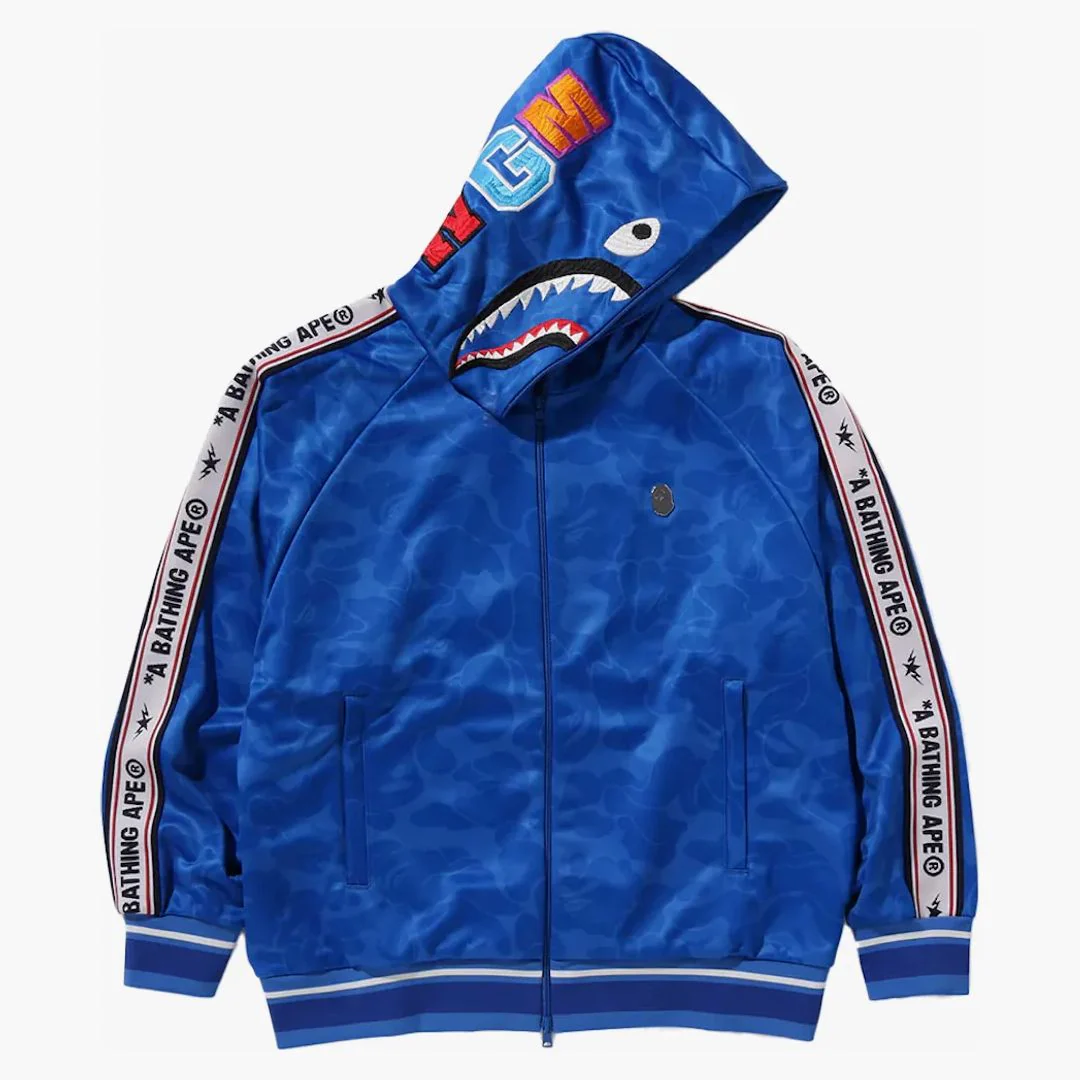Bape Solid Camo Relaxed Fit Shark Full Zip Hoodie Blue - Image 2