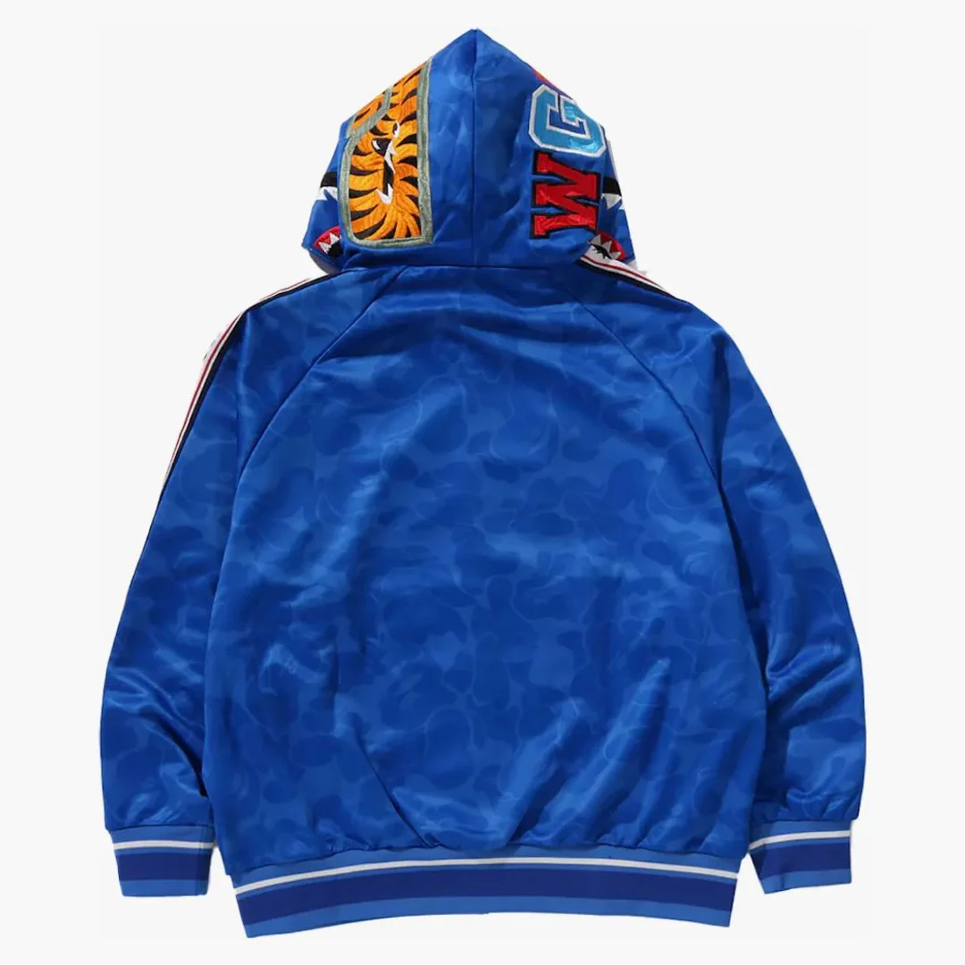 Bape Solid Camo Relaxed Fit Shark Full Zip Hoodie Blue - Image 3