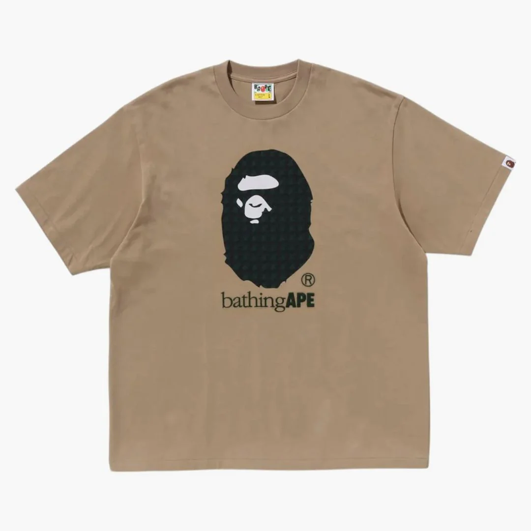 Bape Sta Houndstooth Bathing Ape Relaxed Fit Tee Beige