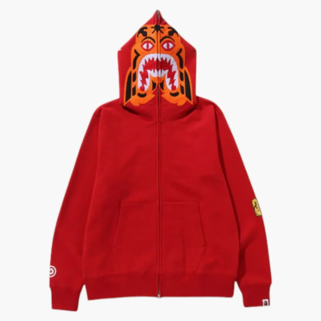 Bape Tiger Full-zip Hoodie (fw24) Red - Image 2