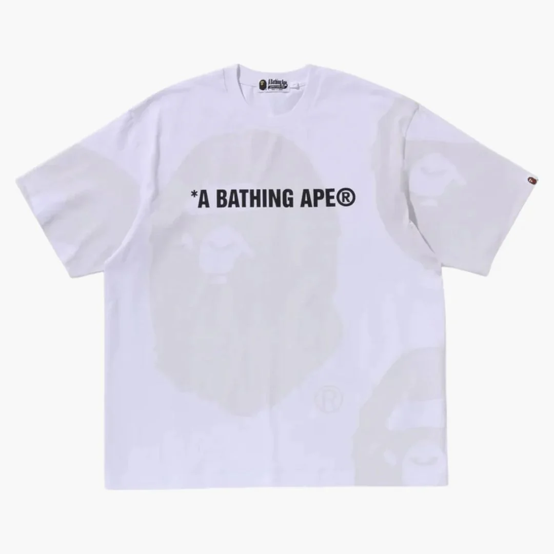 Bape Water Print Ape Head Relaxed Fit Tee White - Image 2