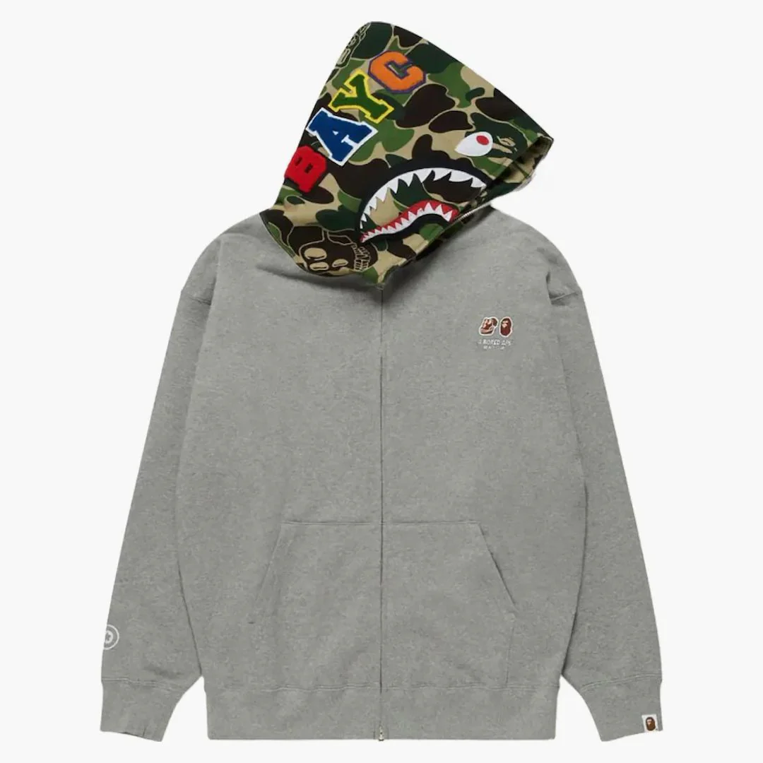 Bape X Bayc Shark Full Zip Hoodie Grey - Image 2