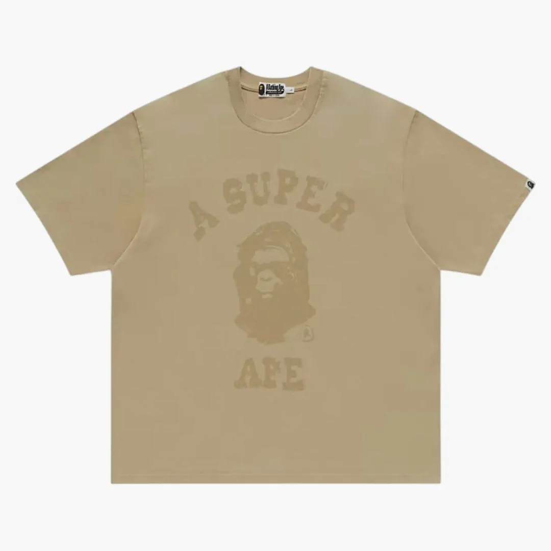Bape X Kidsuper Garment Dye College Logo Tee Beige