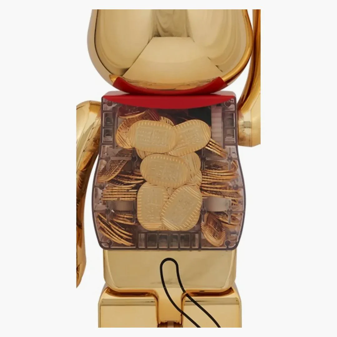 Bearbrick Lucky Cat Oval Good Luck Gold Plated 1000% - Image 2