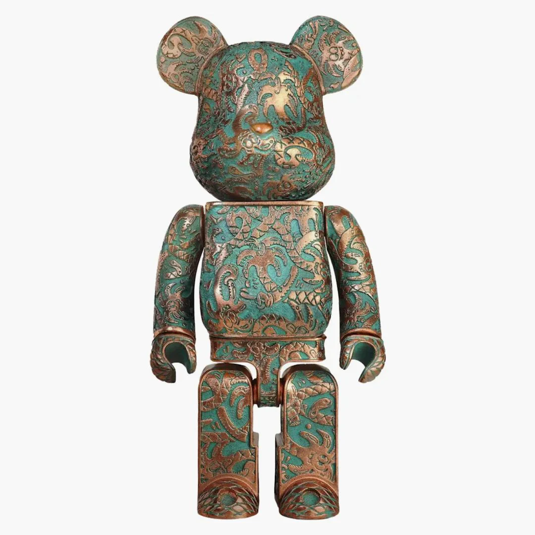 Bearbrick X Steven Harrington X Action City X Royal Selangor Metal 400% Green Copper Patina - Image 2