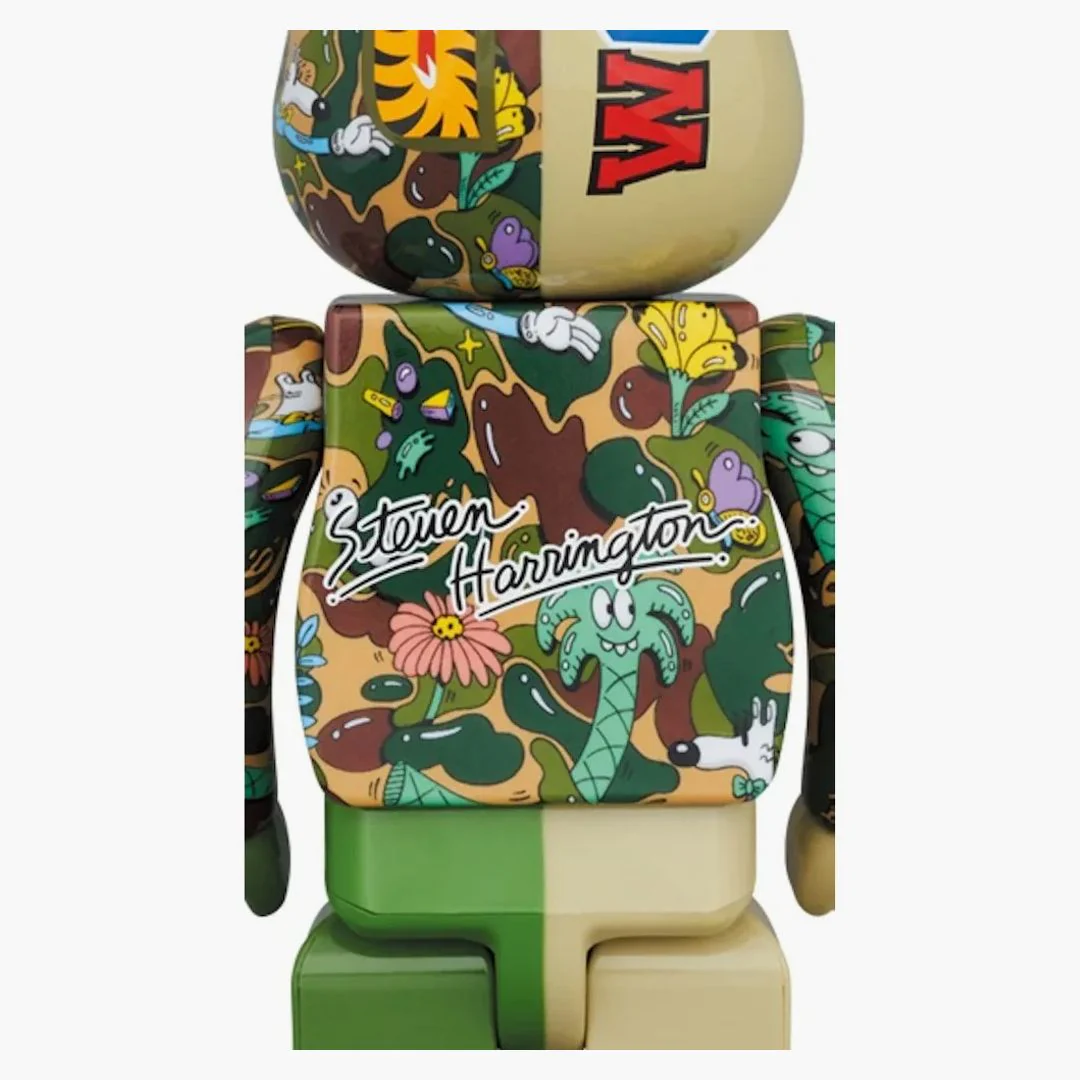 Bearbrick X Steven Harrington X Bape Shark 100% & 400% Set Green Camo - Image 2