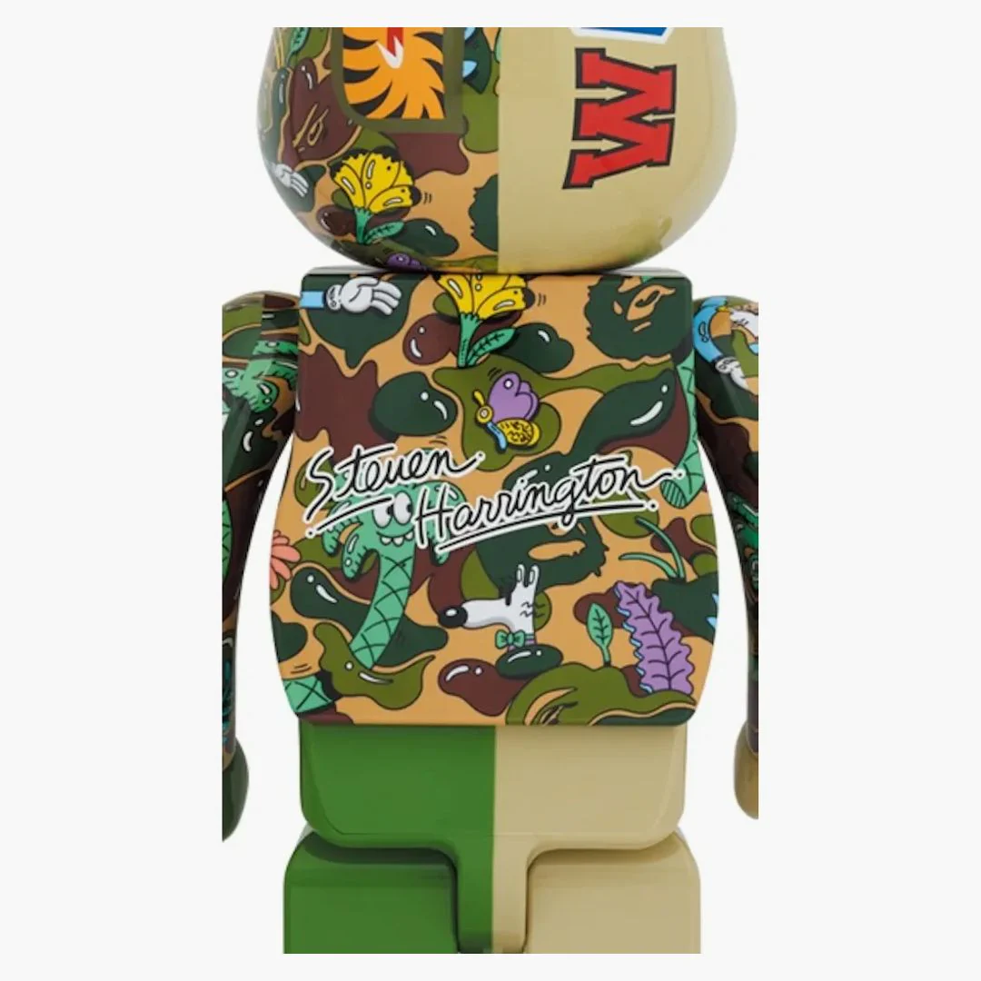 Bearbrick X Steven Harrington X Bape Shark 1000% Green Camo - Image 2