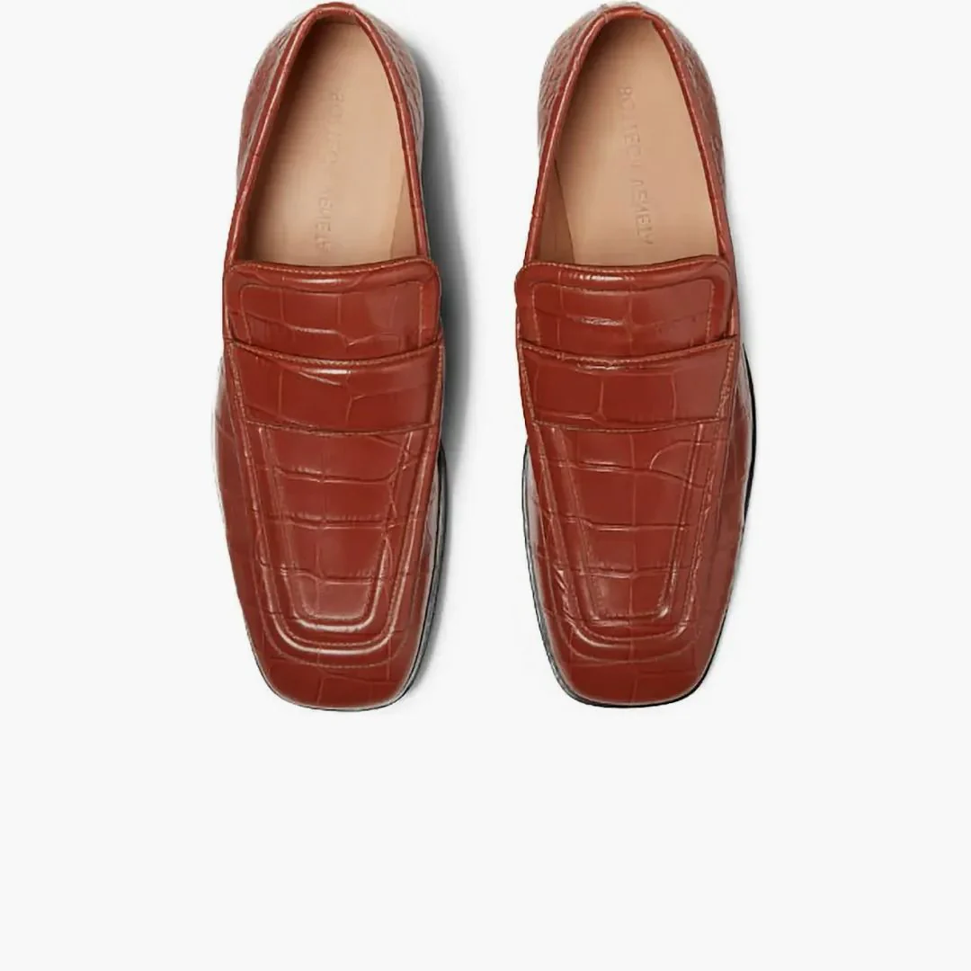 Bottega Veneta Croc-effect Leather Loafer Brown - Image 2