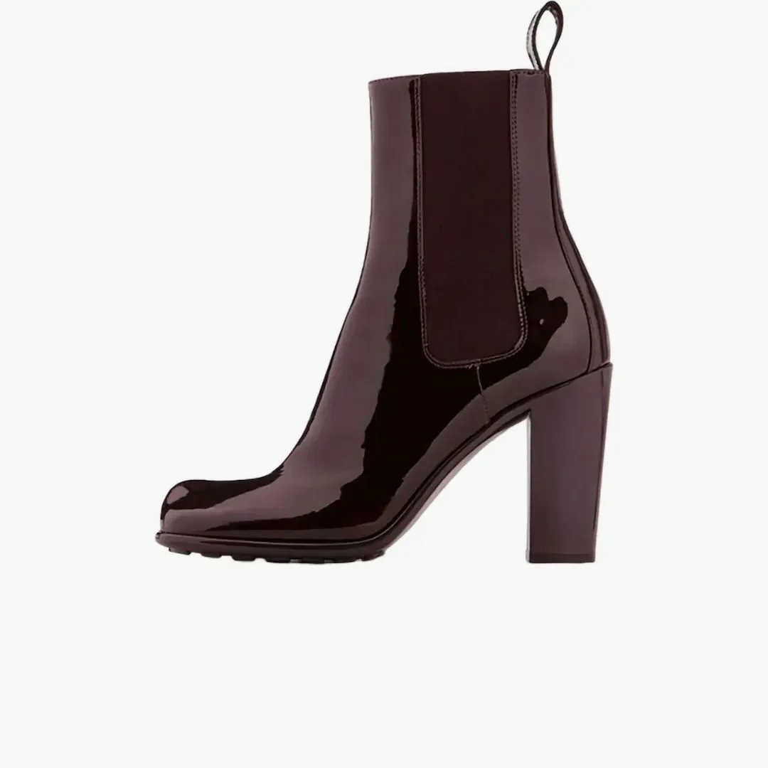 Bottega Veneta Patent Leather Ankle Boot Brown (women's) - Image 2