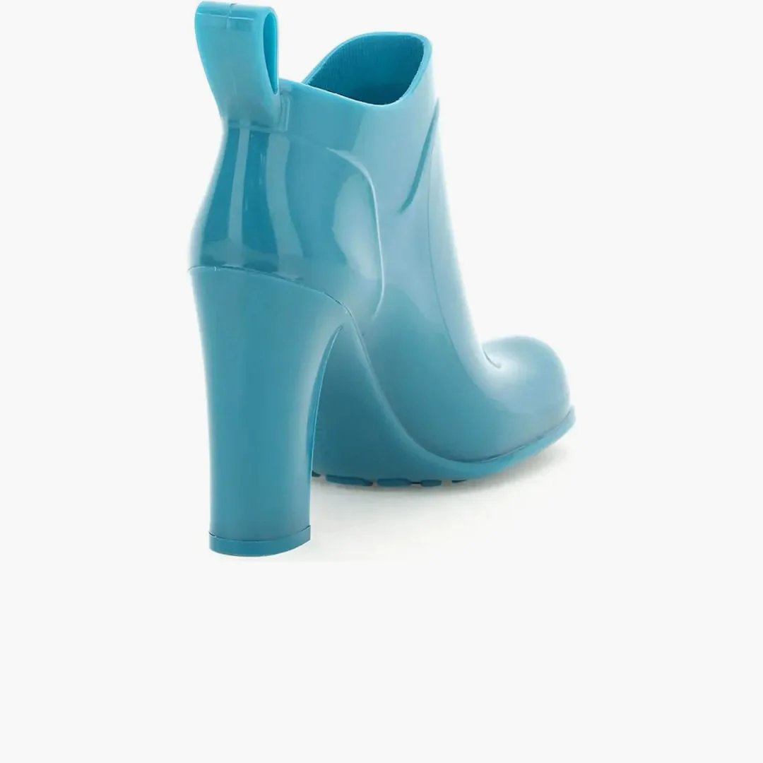 Bottega Veneta Shine Rubber Ankle Boots Blue - Image 2