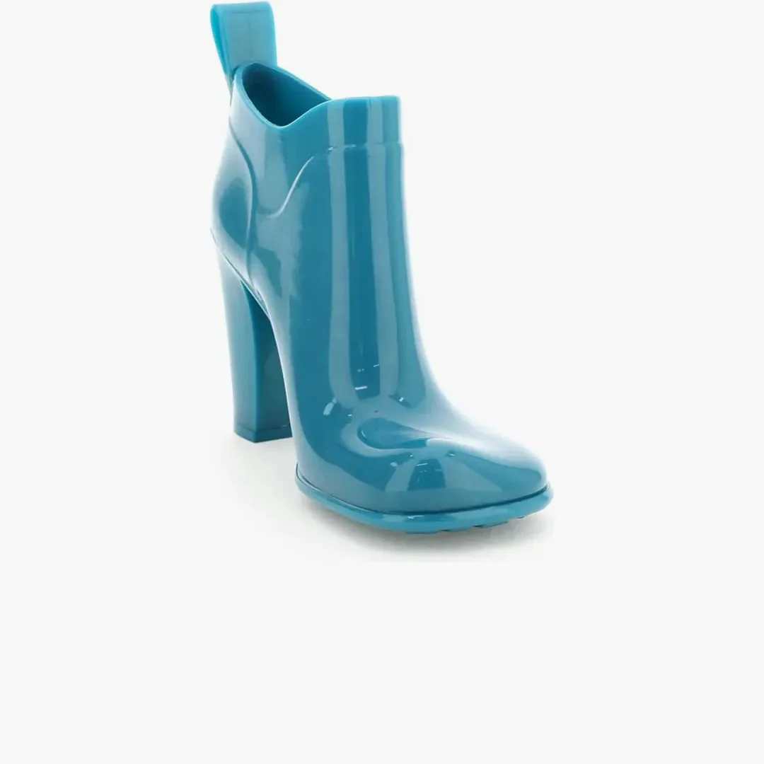 Bottega Veneta Shine Rubber Ankle Boots Blue - Image 4