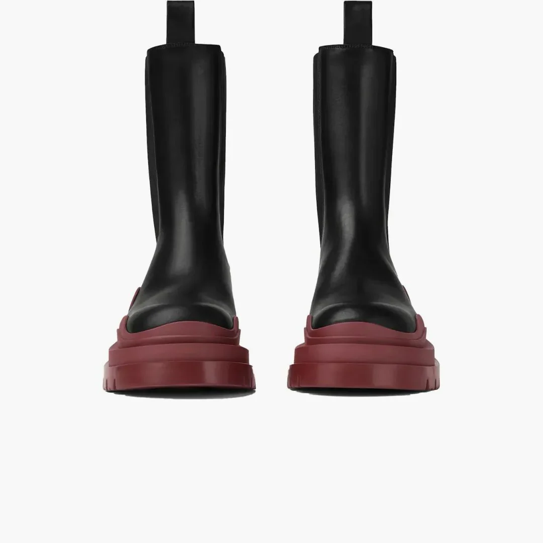 Bottega Venetta Tire Boot Black Maroon - Image 2