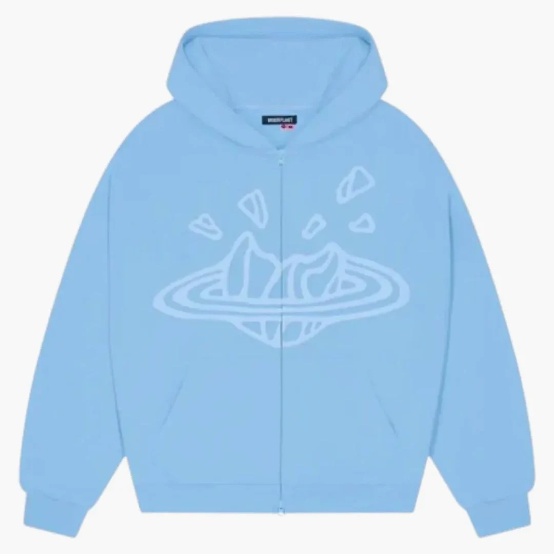 Broken Planet Market Sky Blue Zip Up Hoodie Sky Blue