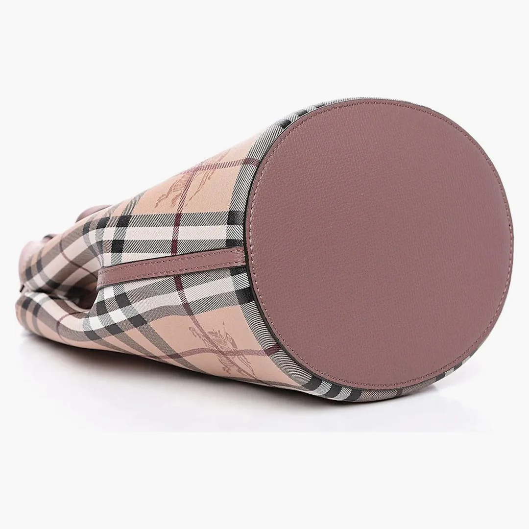 Burberry Small Lorne Haymarket Check Bucket Bag Light Elderberry