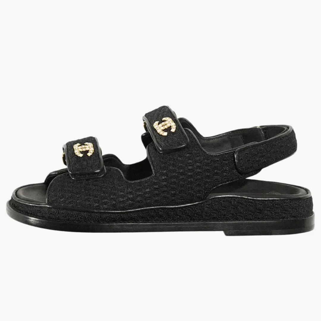 Chanel Dad Sandal Black Knit
