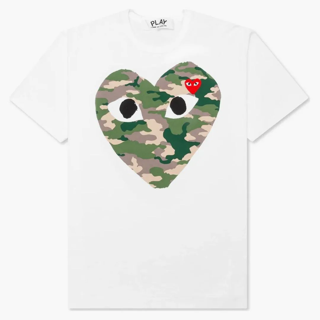 Comme Des Garcons Play Camouflage Heart T-shirt White