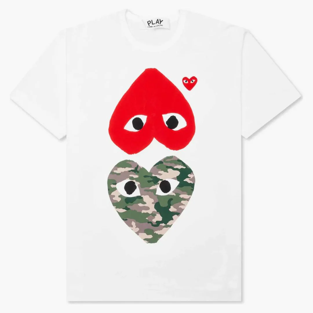 Comme Des Garcons Play Camouflage Mirror Heart T-shirt White
