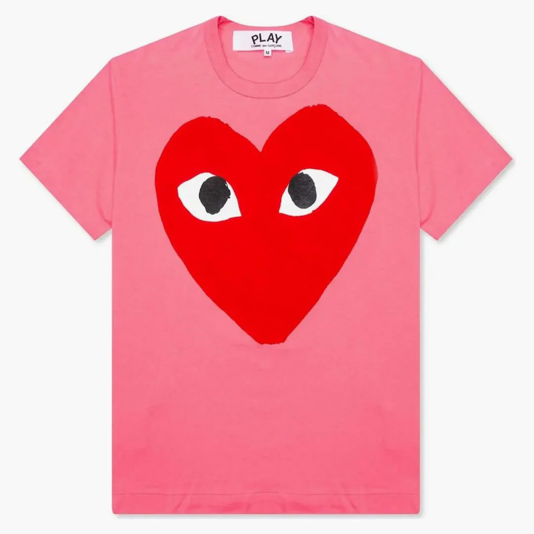 Comme Des Garcons Play Pastelle Red Heart T-shirt Pink
