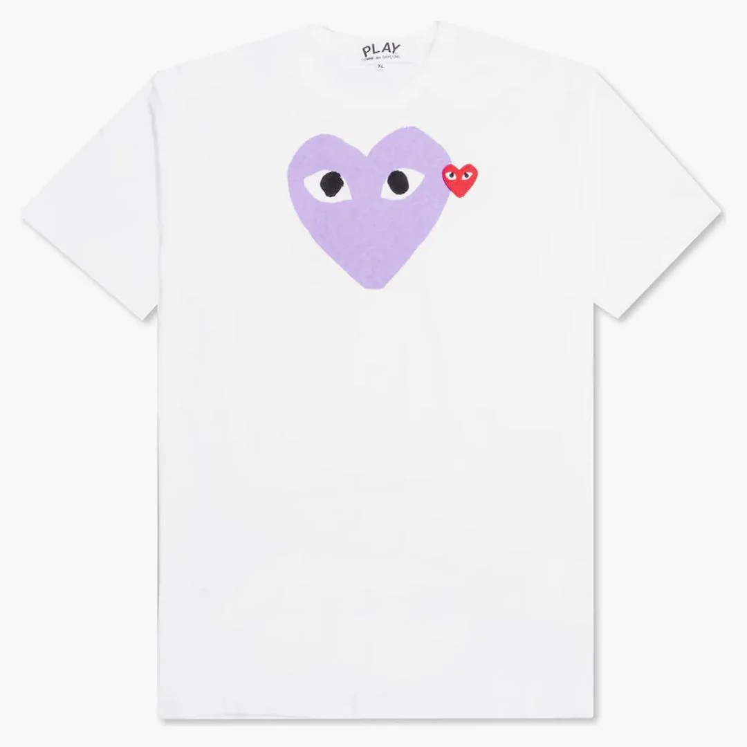 Comme Des Garcons Play Red Emblem Heart T-shirt White/purple