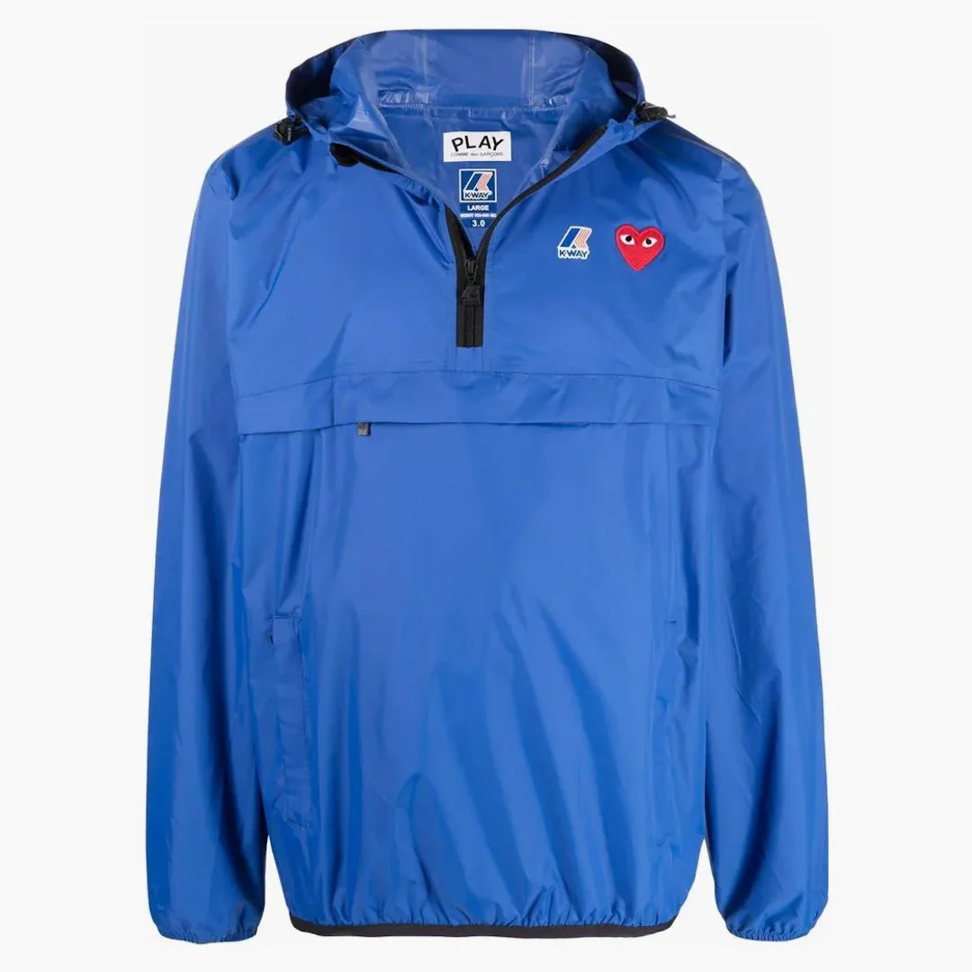 Comme Des Garcons Play X K Way Full Zip Packable Jacket Blue