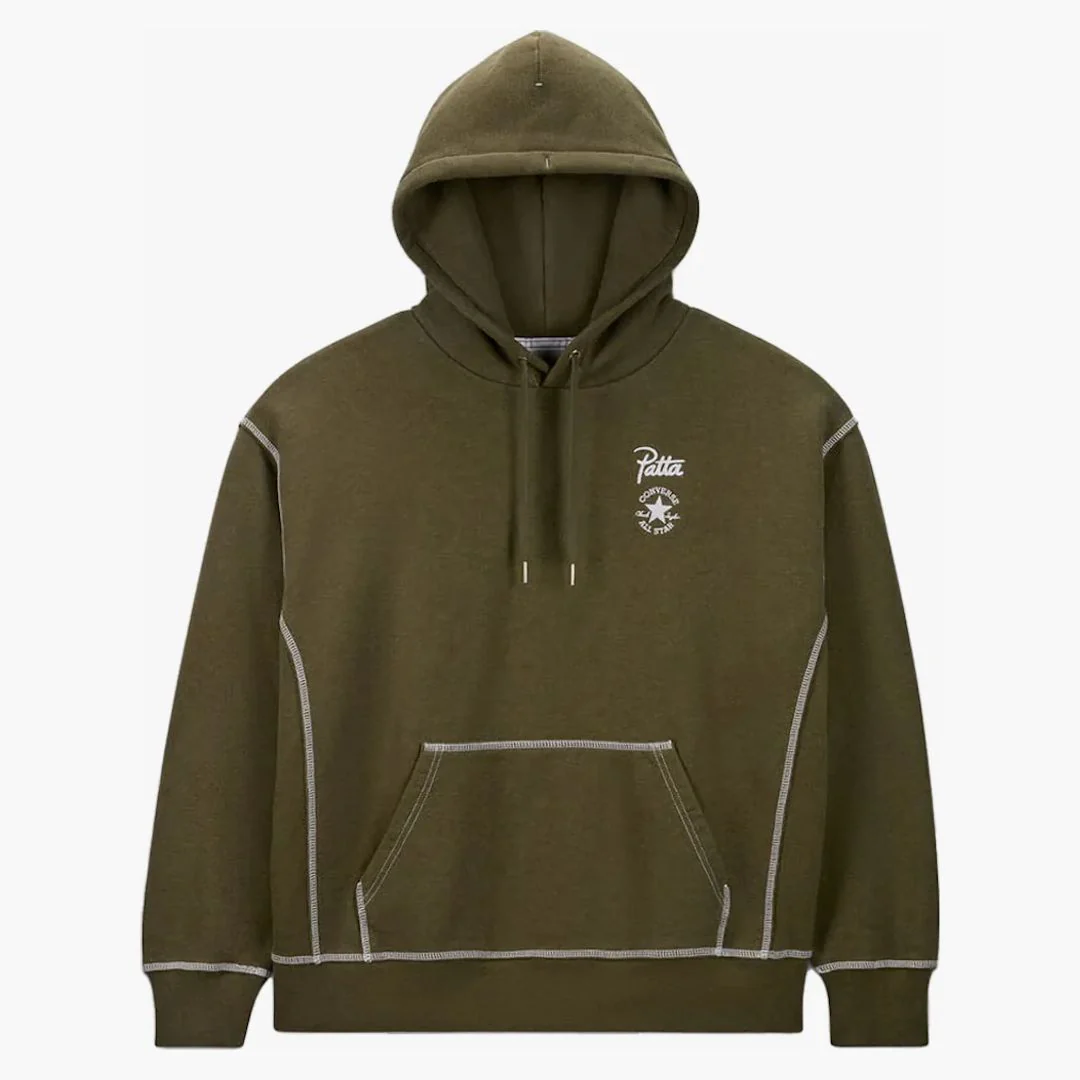 Converse X Patta Gold Standard Hoodie Utility Green Heather - Image 2