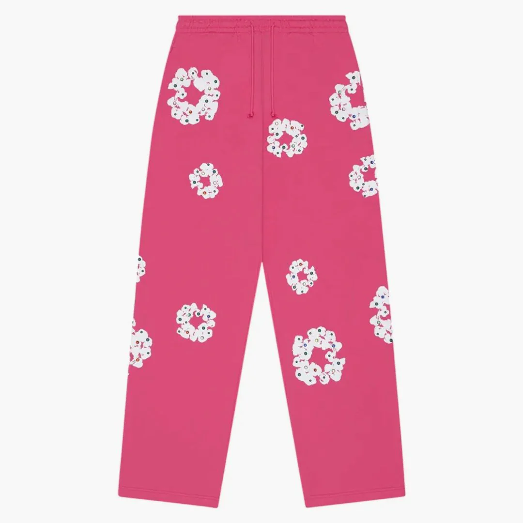 Denim Tears Rhinestone Cotton Wreath Sweatpants Pink
