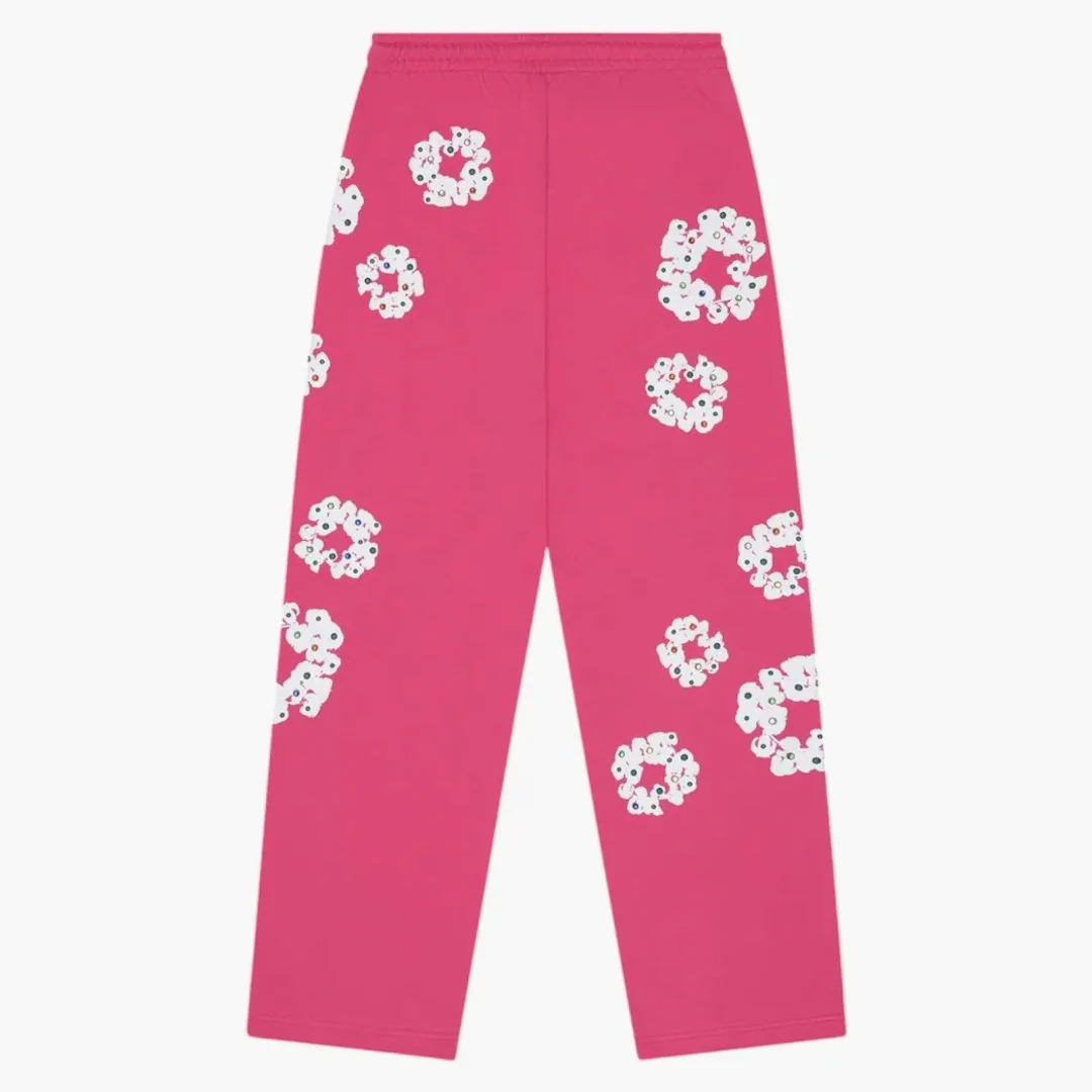 Denim Tears Rhinestone Cotton Wreath Sweatpants Pink - Image 3