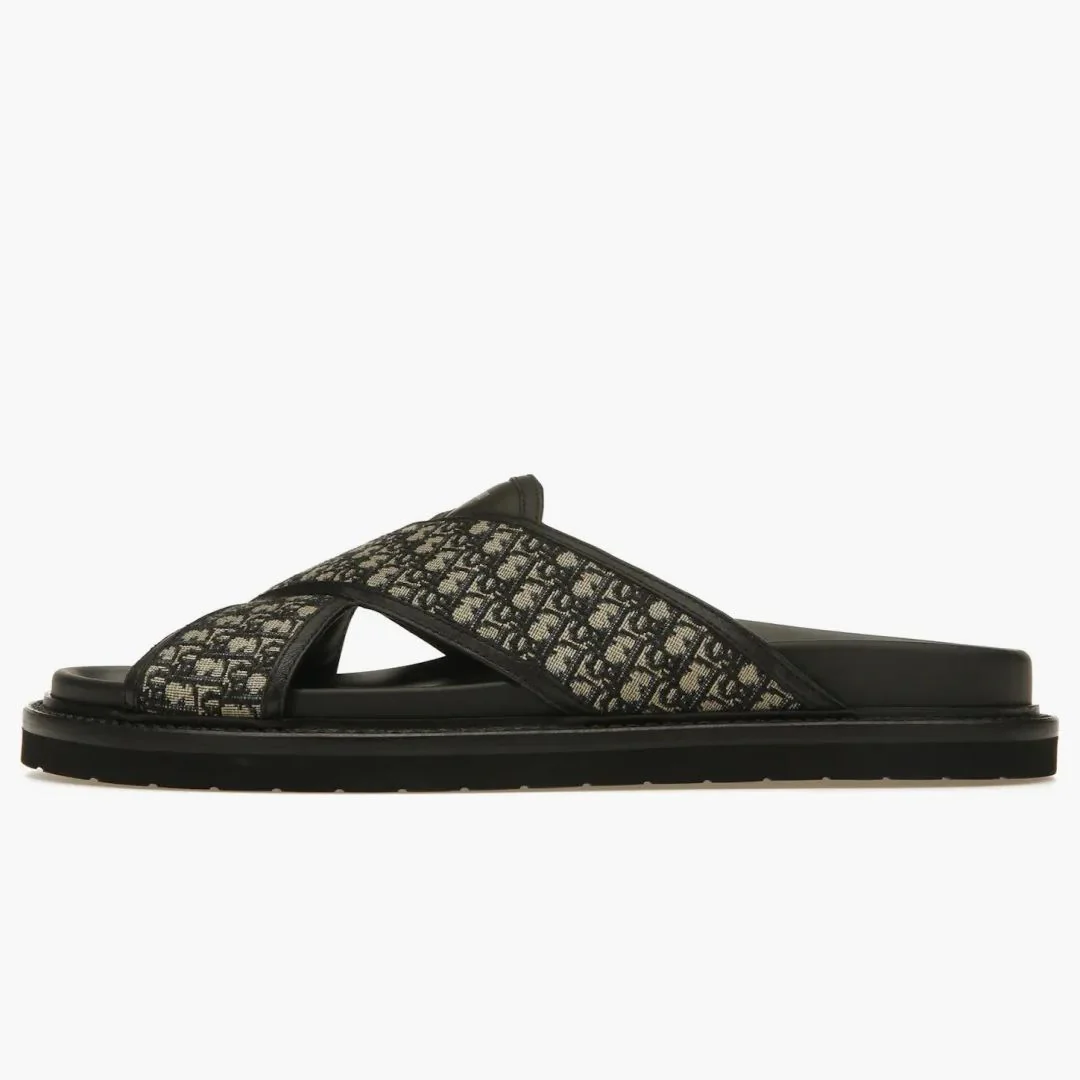 Dior Aqua Sandals Oblique Jacquard Navy Black