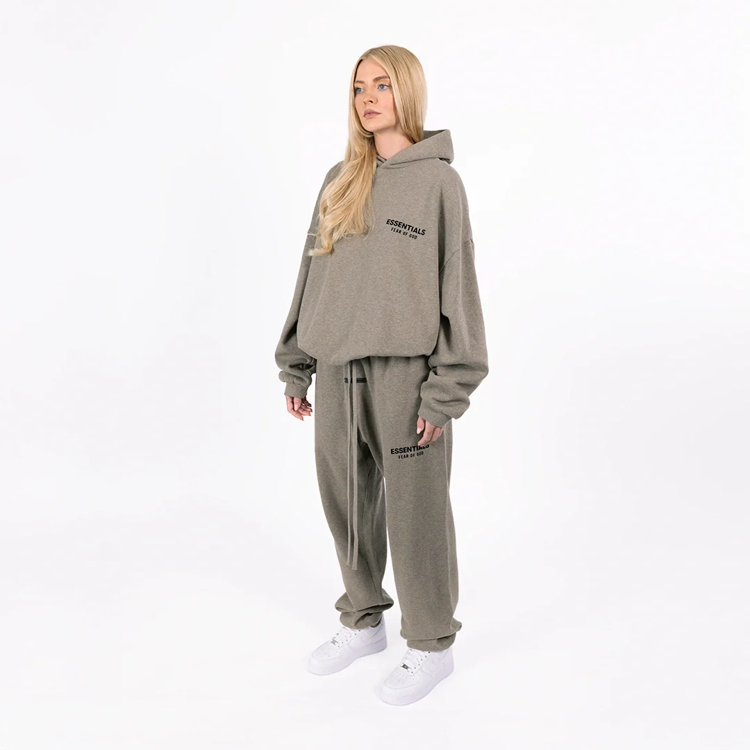 Fear of God Essentials Fleece (FW24) Heather Gray - Set (Hoodie & Sweatpant) - Image 4