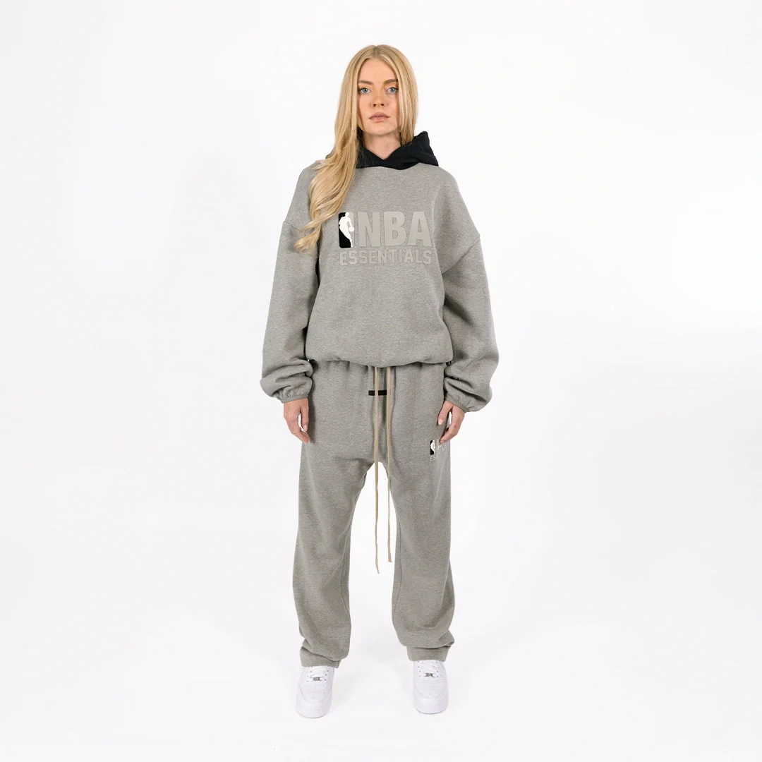 Fear Of God Essentials Nba Hoodie Warm Heather/black - Image 2