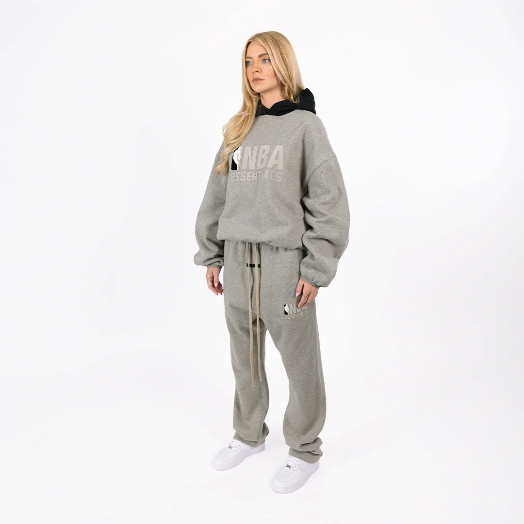 Fear Of God Essentials Nba Hoodie Warm Heather/black - Image 3