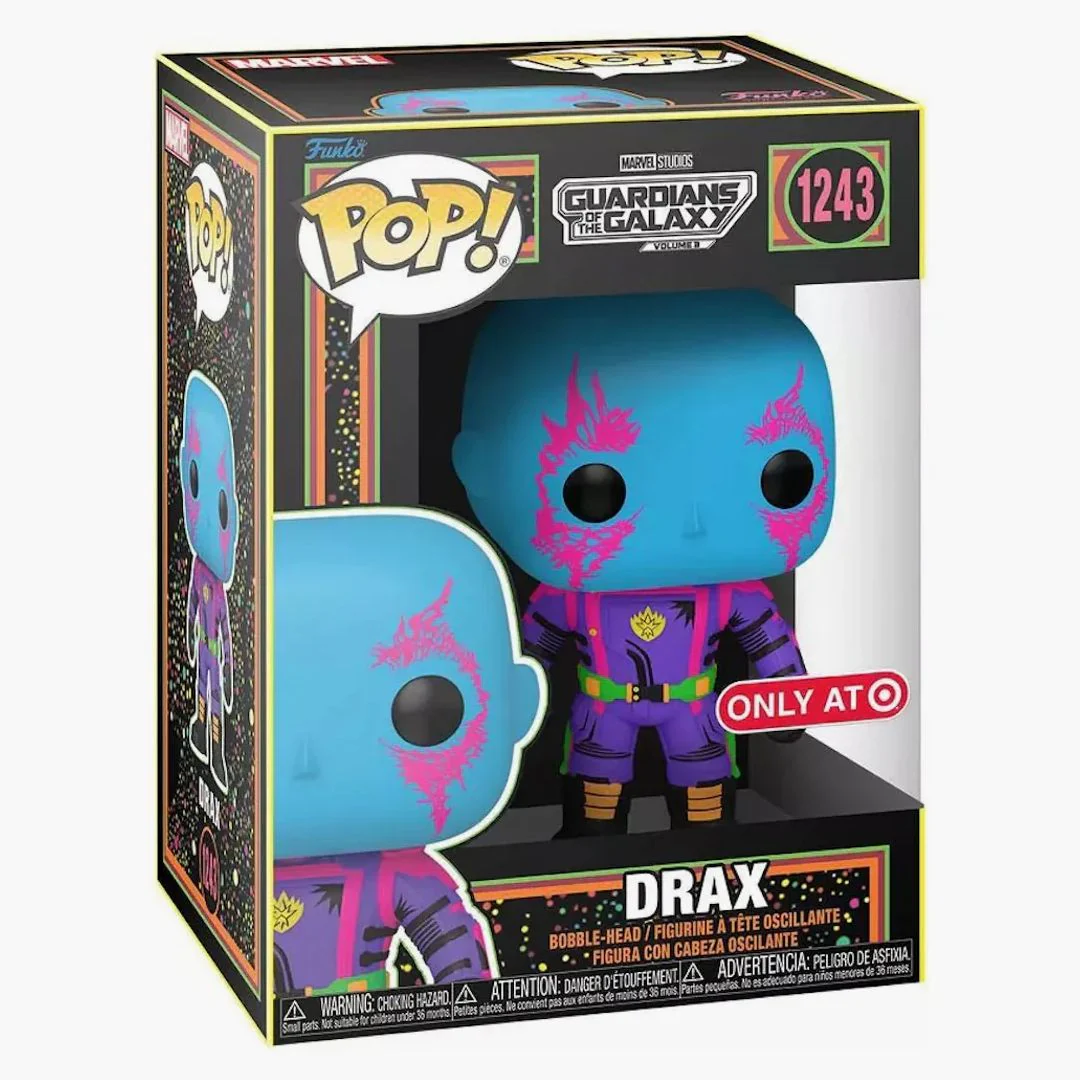Funko Pop! Marvel Studios Guardians Of The Galaxy Volume 3 Blacklight Drax With Tee Target Exclusive Bundle - Image 2
