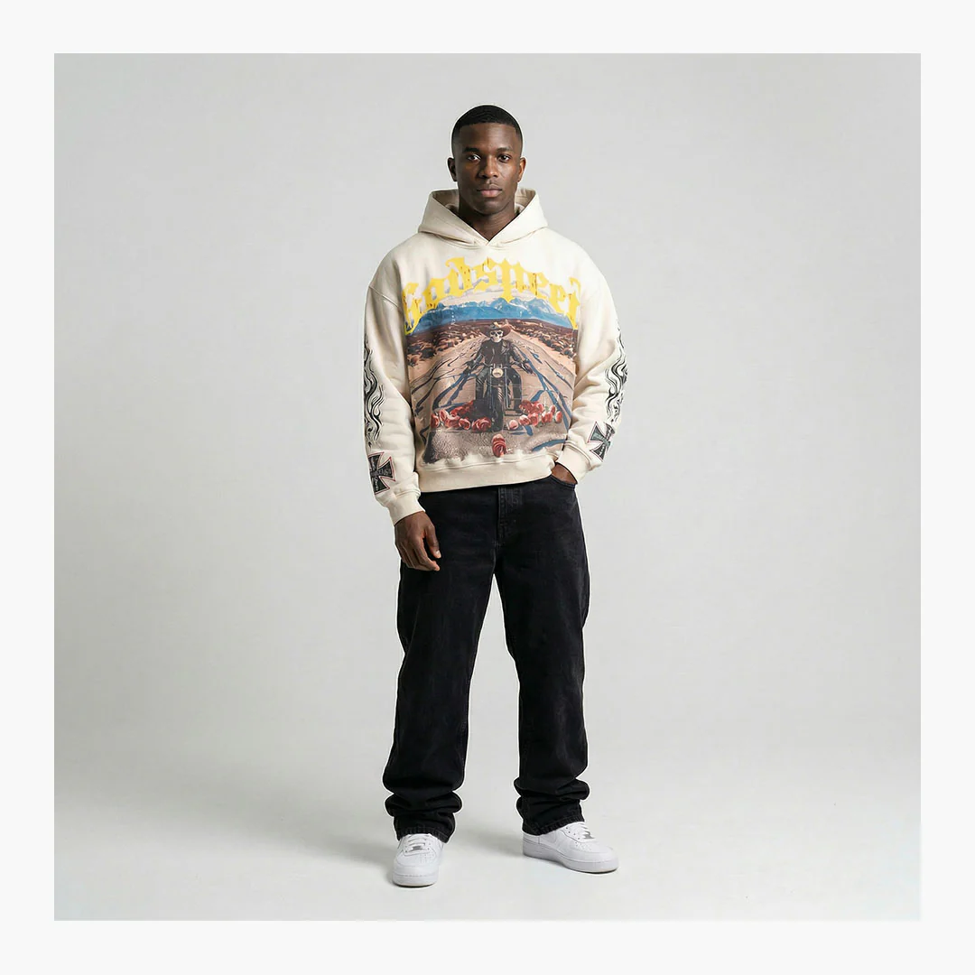 Godspeed Long Lonely Road Hoodie Bone - Image 3
