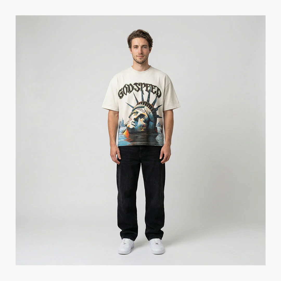Godspeed Sunken Liberty T-Shirt Bone - Image 3