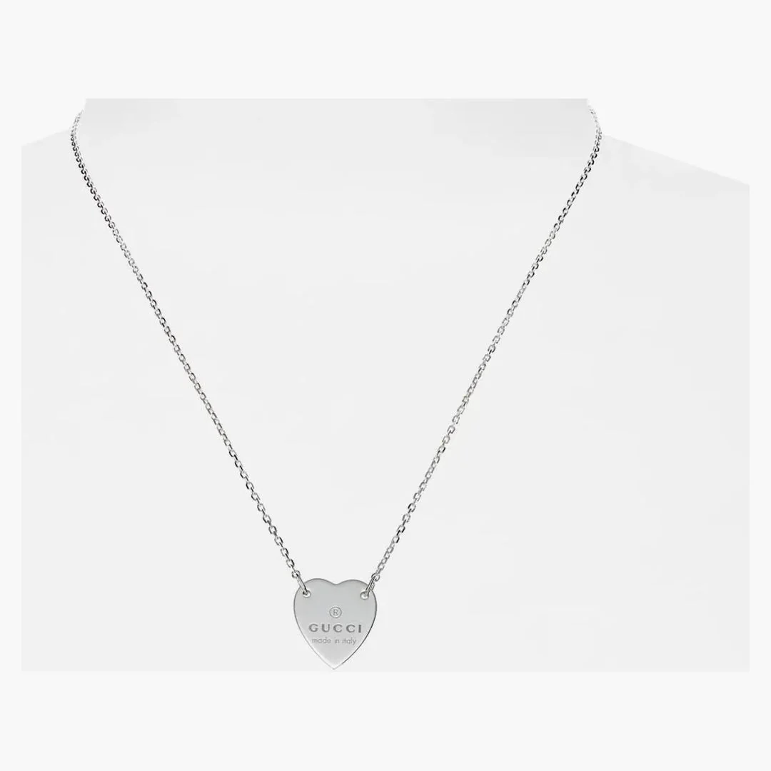 Gucci Trademark Heart Necklace Silver