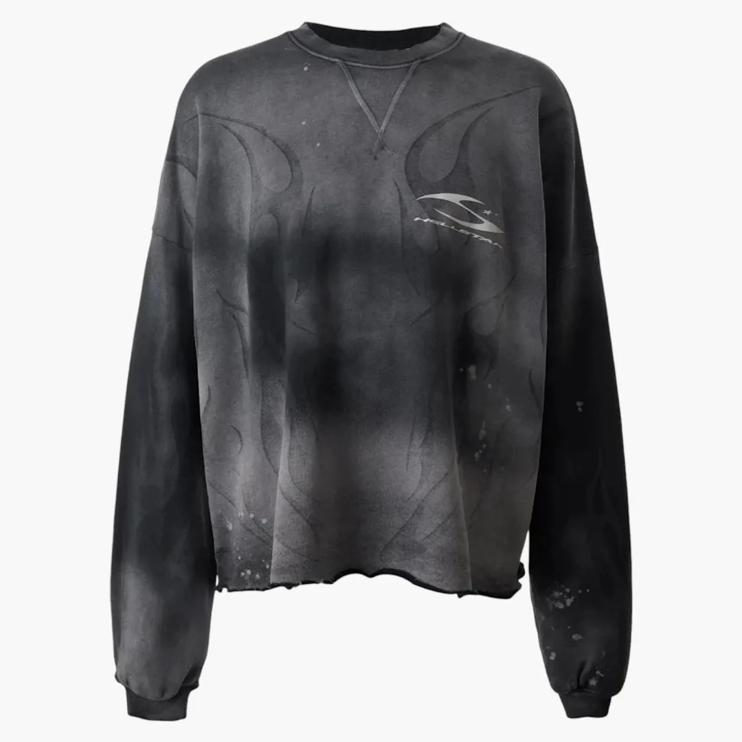 Hellstar Burned Tribal Oversize Crewneck Grey