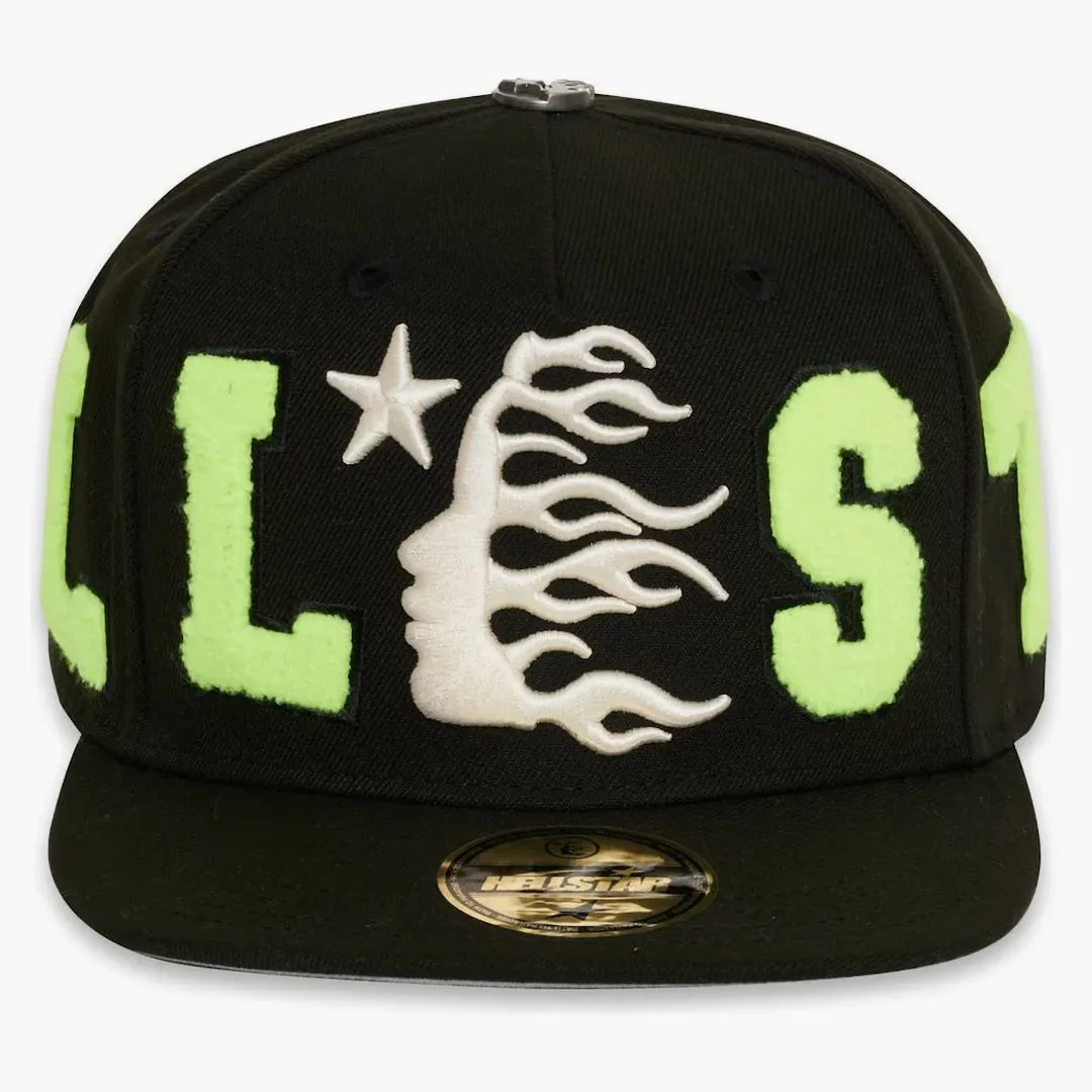 Hellstar Og Patch Fitted Hat Black/neon Green