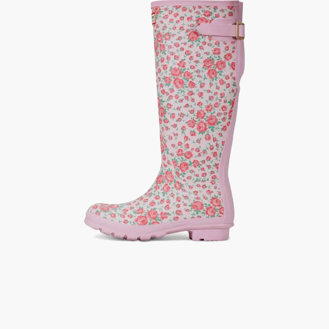 Hunter Original Back Adjustable Tall Rain Boots Loveshackfancy Pink Floral Print (women's)
