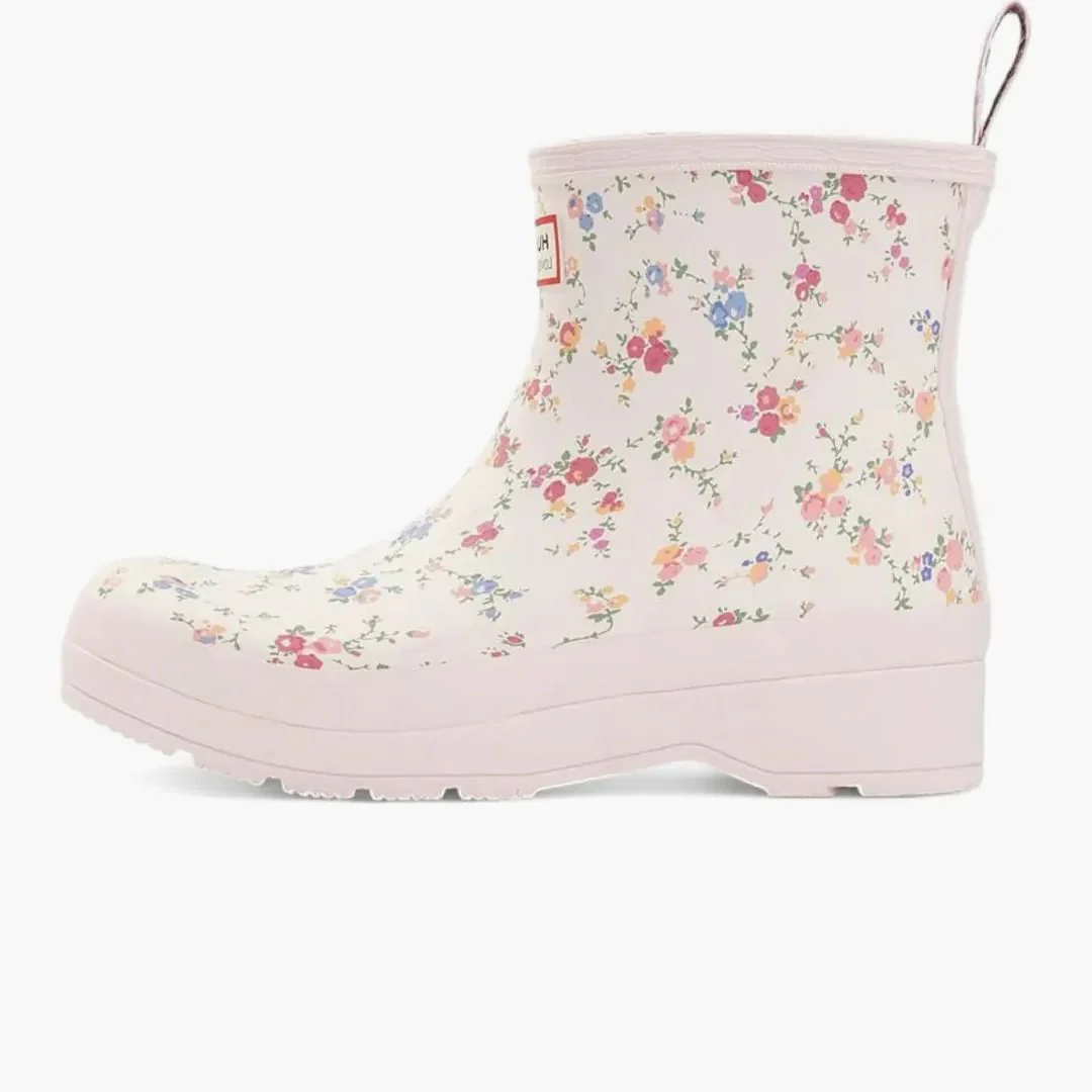 Hunter Play Short Rain Boots Loveshackfancy Sunrise Patchwork Print (women's)