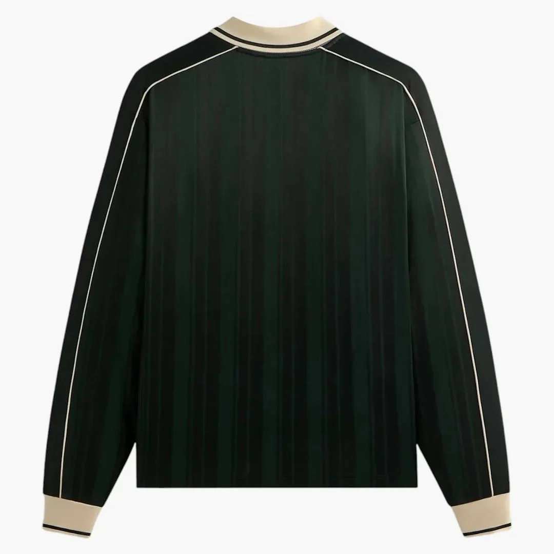 Kith Pinstripe Tricot Panelled Long Sleeve Tap In Polo Stadium - Image 2